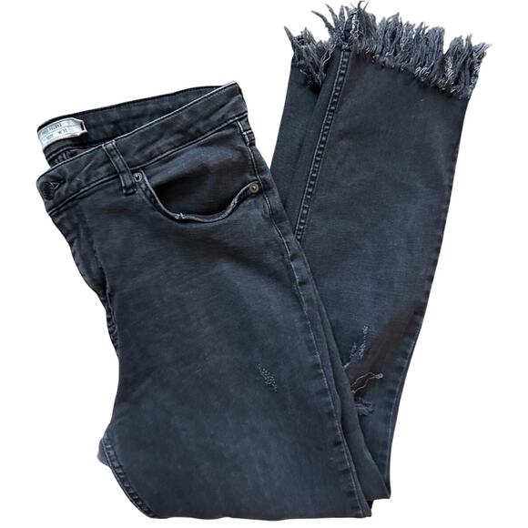 Free People Great Heights Frayed Skinny Jeans Black Size 31 - Picture 6 of 10
